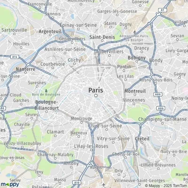 Carte simplifiée des transports en commun autour de Notre-Dame de Paris, avec les arrêts de métro et de bus principaux
